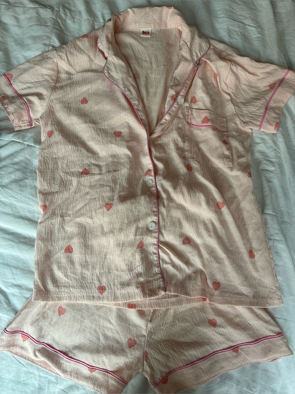 Women's Pink Heart-Print Pajama Set